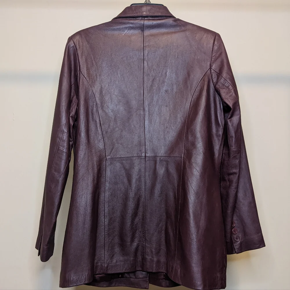 Dialogue Genuine Leather Burgundy Red Jacket Size S Woman - Picture 4 of 14